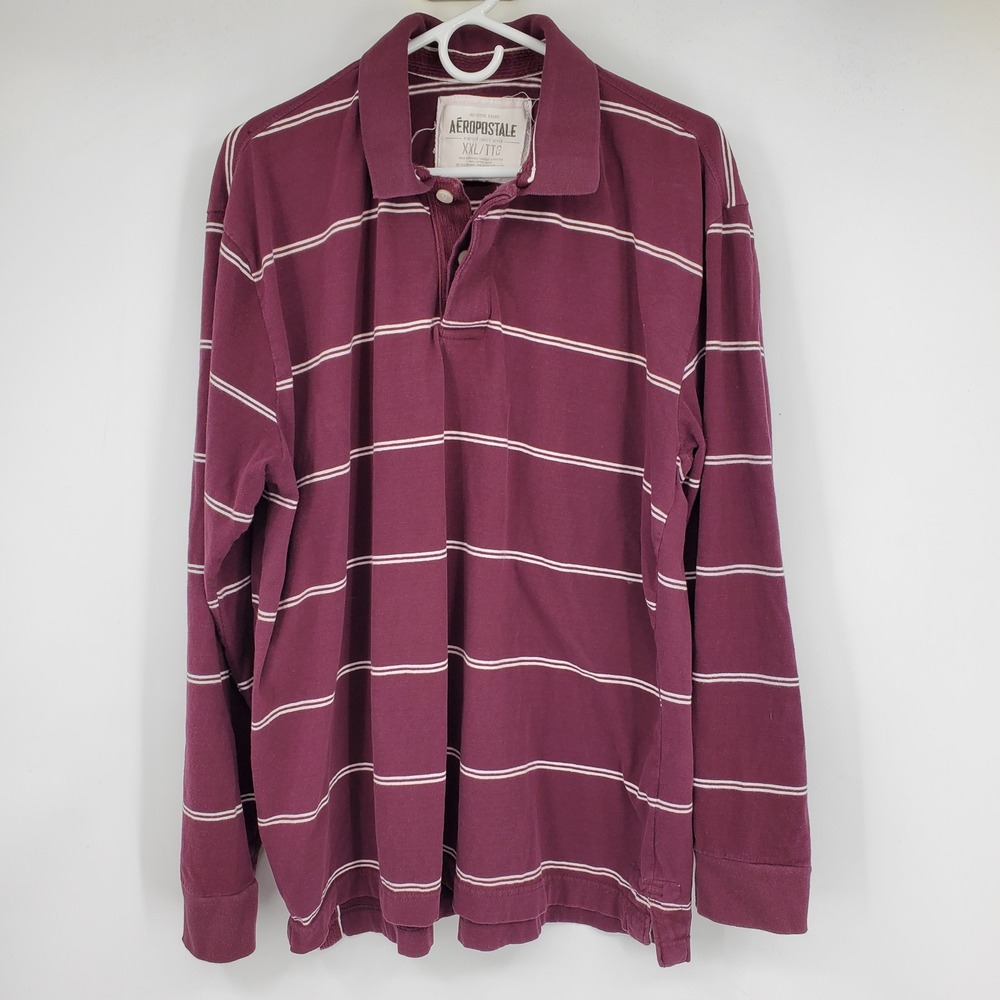 Vintage Aeropostale Long Sleeve Rugby Shirt Striped XXL Y2K Grunge Skater Preppy